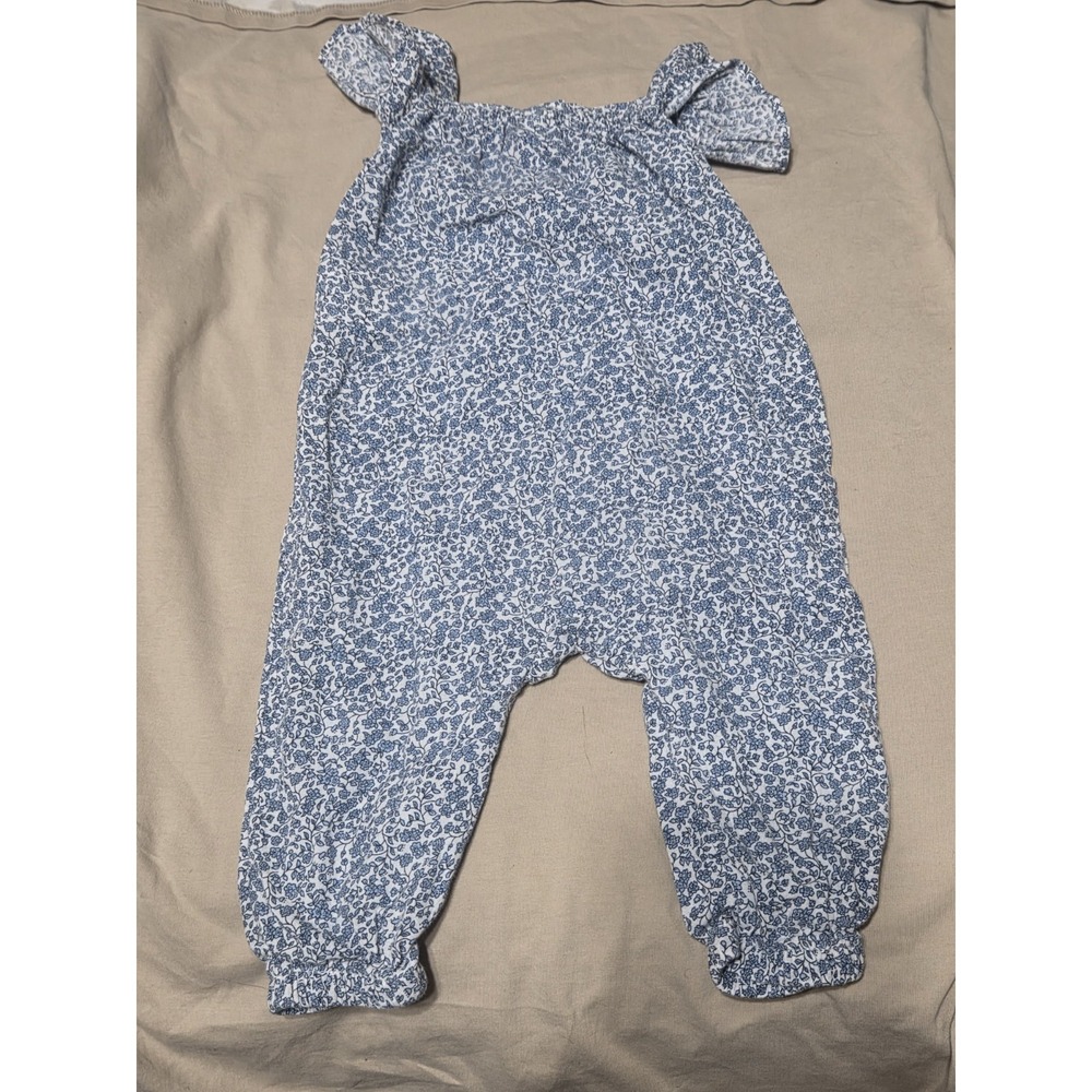 H&M Baby Girl Blue Floral Jumpsuit‎ Romper Size 6-9 Months